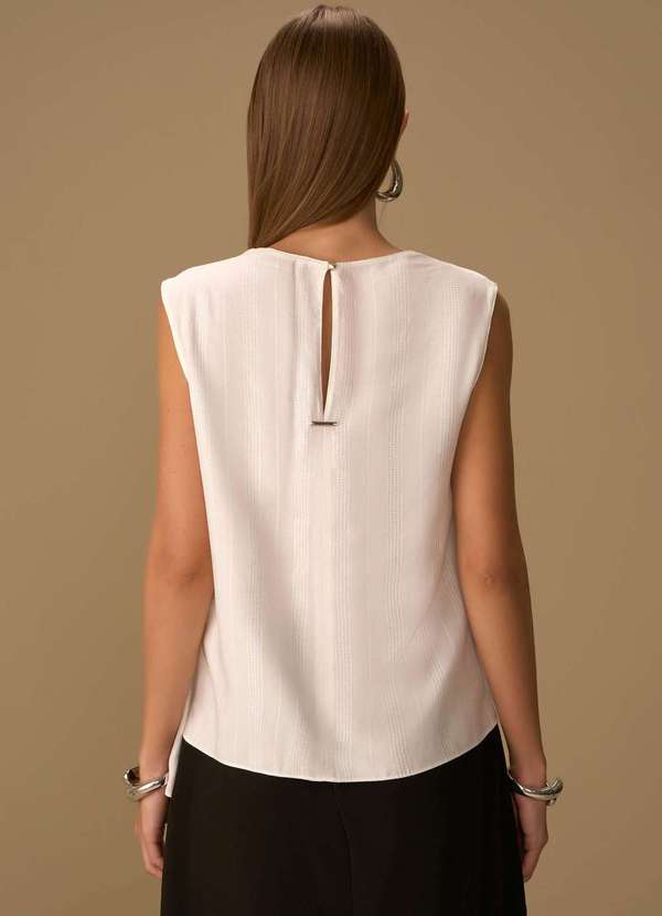 Maria.valentina - Blusa Maria.Valentina Solta Decote Careca sem Alça Padrão Off Whi Branco 4