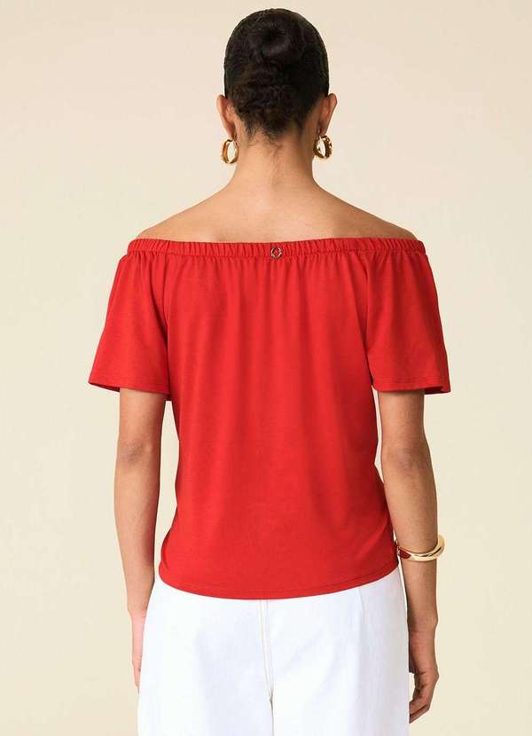 Maria.valentina - Blusa Maria.Valentina Solta Ombro a Ombro Manga Curta Padrão Verm Vermelho 4