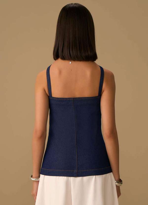 Maria.valentina - Blusa Maria.Valentina Solta Ombro a Ombro Manga Curta Alongada Az Azul 4