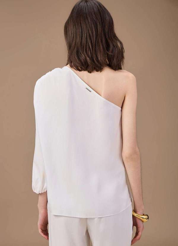 Maria.valentina - Blusa Maria.Valentina Solta um Ombro Só Manga Longa Padrão Off Wh Branco 4