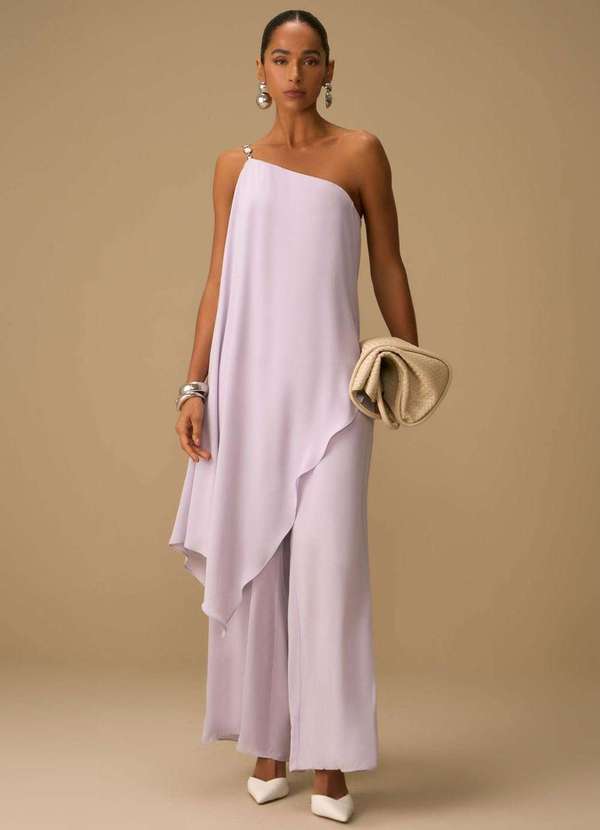 Maria.valentina - Blusa Maria.Valentina Solta um Ombro Só sem Alça Alongada Lilas Rosa