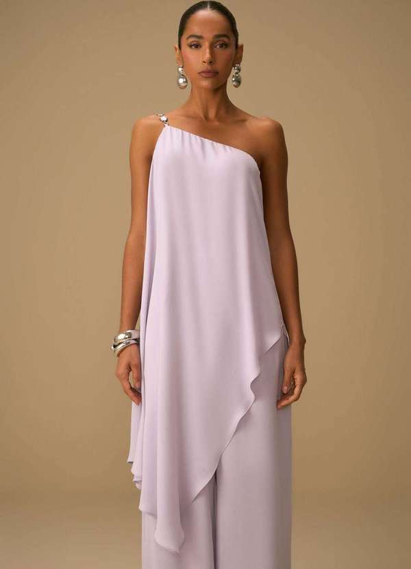 Maria.valentina - Blusa Maria.Valentina Solta um Ombro Só sem Alça Alongada Lilas Rosa 2