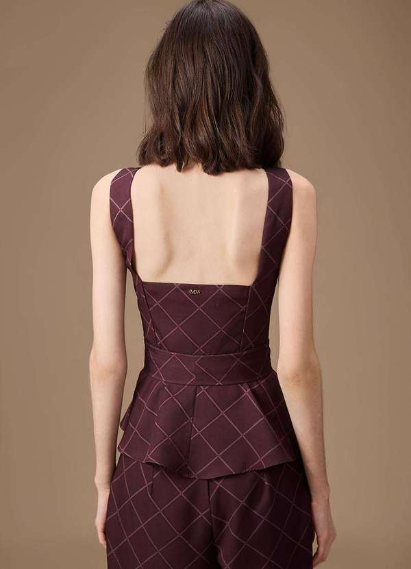 Maria.valentina - Regata Maria.Valentina Ajustada Decote Quadrado Padrão Marrom Marrom