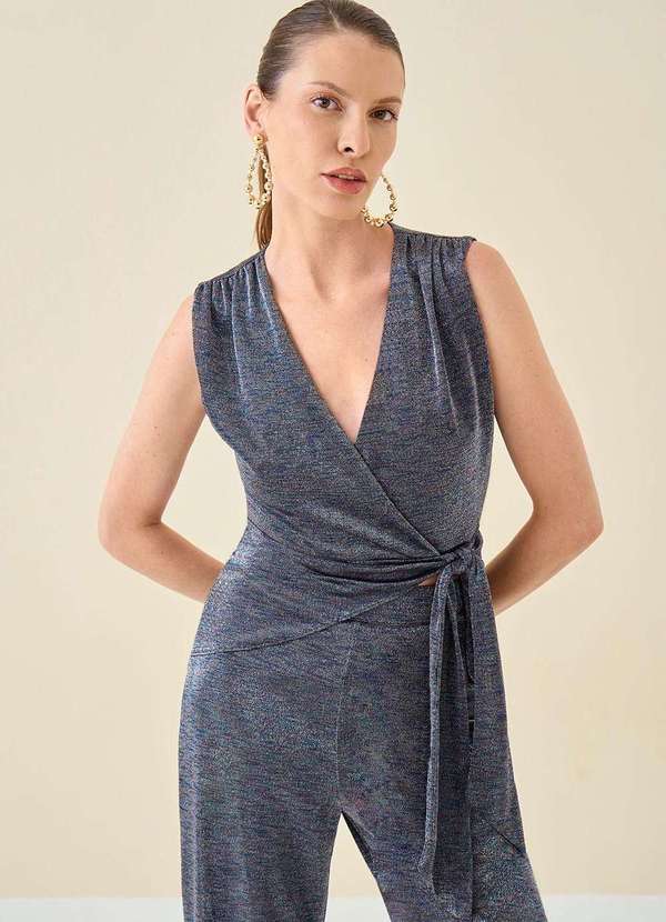 Maria.valentina - Regata Maria.Valentina Ajustada Decote Transpassado Alongada Pret Preto