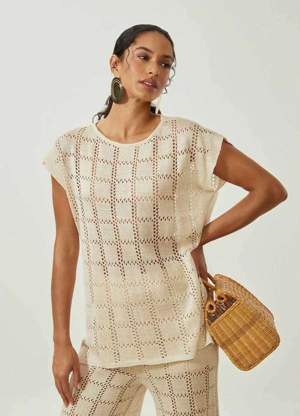 Maria.valentina - Regata Maria.Valentina Ajustada Decote Careca Alongada Bege Bege