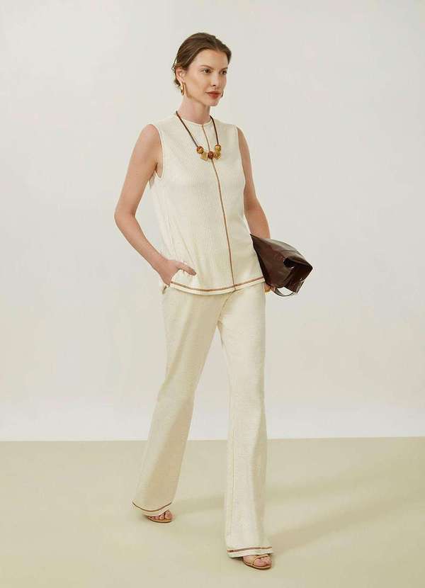 Maria.valentina - Regata Maria.Valentina Ajustada Decote Careca Alongada Bege Bege