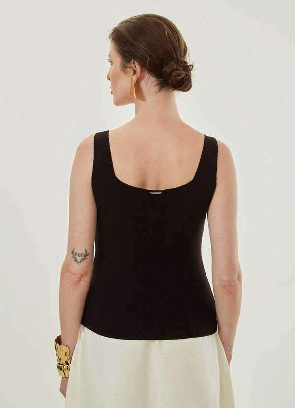 Maria.valentina - Regata Maria.Valentina Ajustada Decote Quadrado Padrão Preto Preto