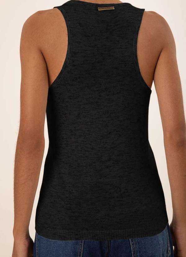 Maria.valentina - Regata Maria.Valentina Ajustada Decote V Padrão Preto Preto 3