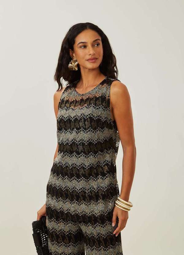 Maria.valentina - Regata Maria.Valentina Solta Decote Careca Alongada Preto Preto