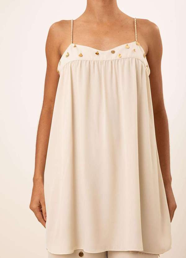 Maria.valentina - Regata Maria.Valentina Solta Decote Quadrado Alongada Bege Bege 2