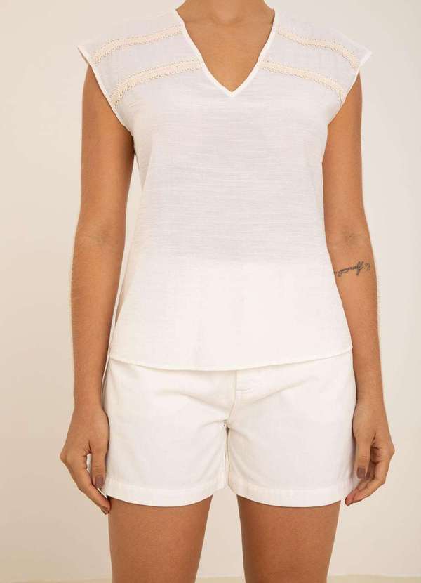 Maria.valentina - Regata Maria.Valentina Solta Decote V Padrão Off White Branco 3