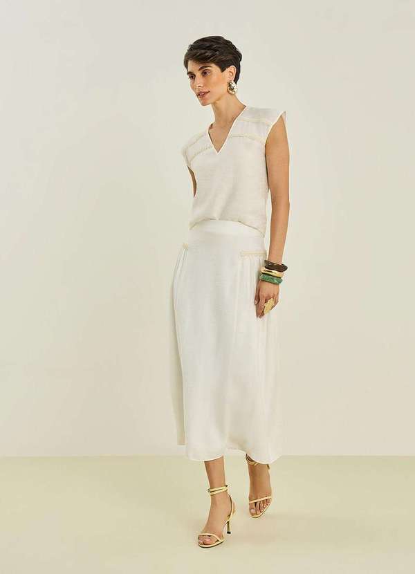 Maria.valentina - Regata Maria.Valentina Solta Decote V Padrão Off White Branco 4