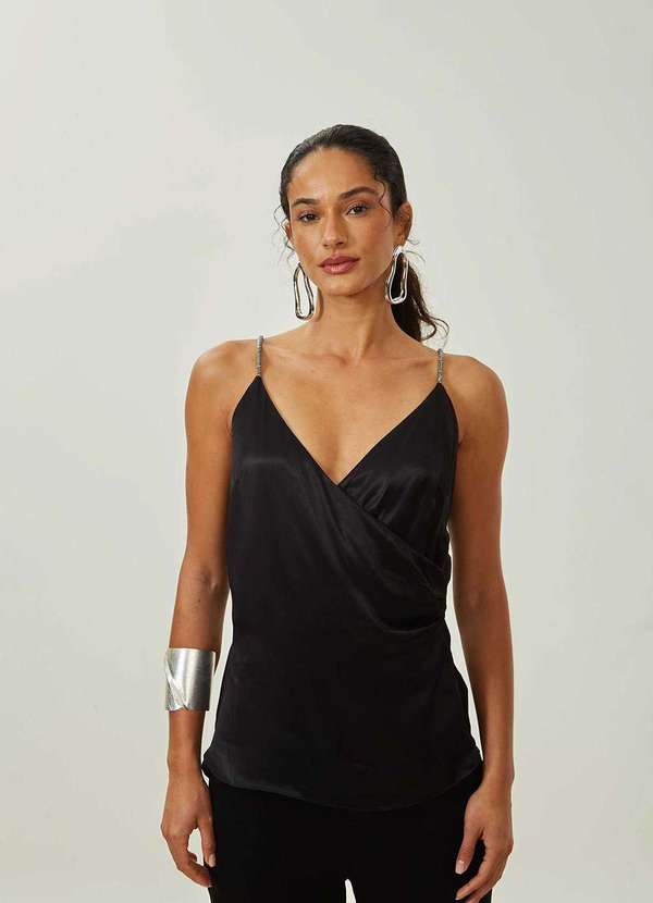 Maria.valentina - Regata Maria.Valentina Solta Decote V Padrão Preto Preto 4