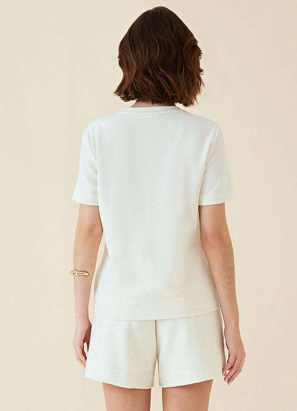 Maria.valentina - T-Shirt Maria.Valentina Decote V Básica Bege Bege 4