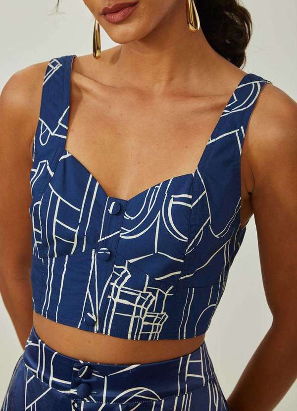 Maria.valentina - Top Maria.Valentina Decote Quadrado Alça Larga Azul Azul 2