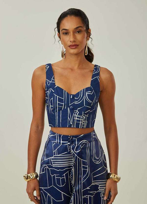 Maria.valentina - Top Maria.Valentina Decote Quadrado Alça Larga Azul Azul 4