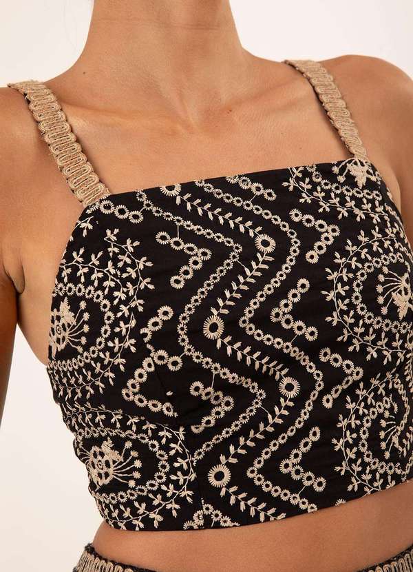 Maria.valentina - Top Maria.Valentina Decote Quadrado Alça Larga Preto Preto 3