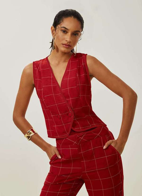 Maria.valentina - Top Maria.Valentina Decote Transpassado Alça Larga Vermelho Vermelho