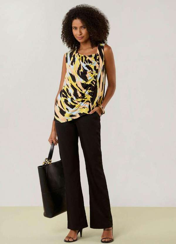 Maria.valentina - Calça Maria.Valentina Boot Cut Alta Preto Preto