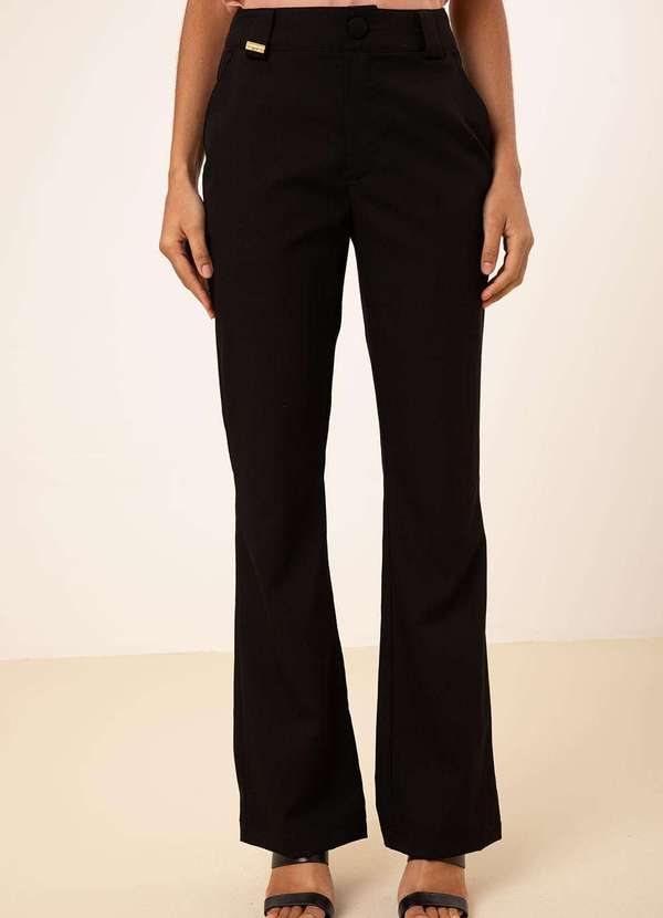 Maria.valentina - Calça Maria.Valentina Boot Cut Alta Preto Preto 2