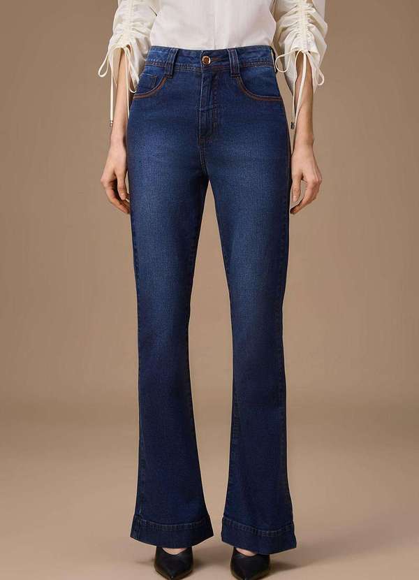 Maria.valentina - Calça Maria.Valentina Boot Cut Alta Azul Azul