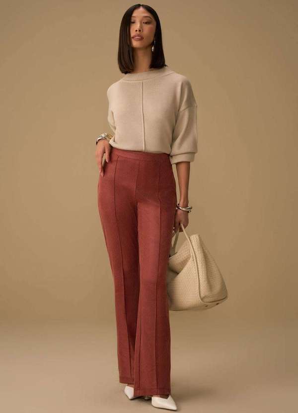 Maria.valentina - Calça Maria.Valentina Boot Cut Alta Rosa Rosa