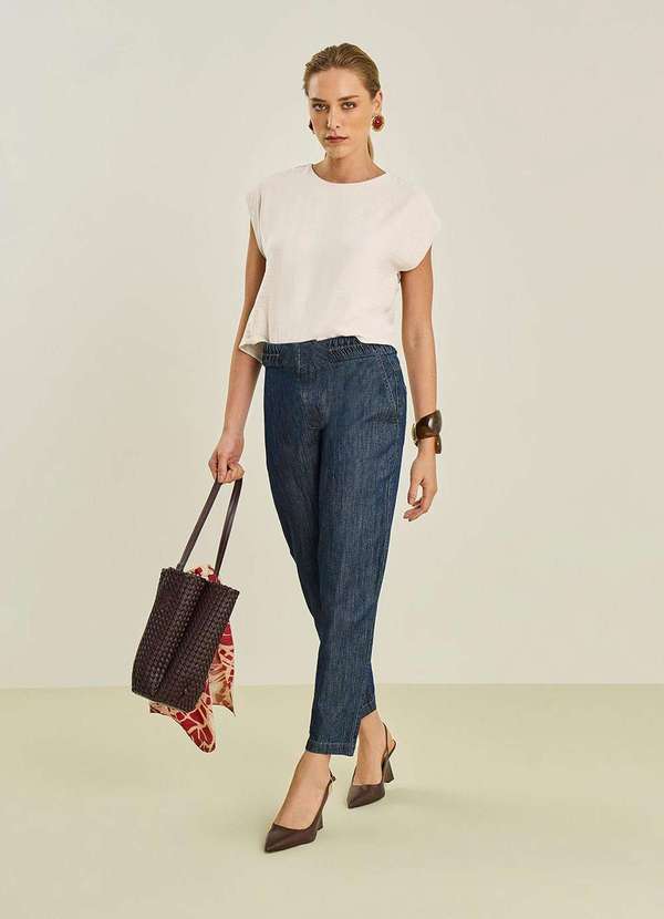 Maria.valentina - Calça Maria.Valentina Cenoura Alta Azul Azul 4