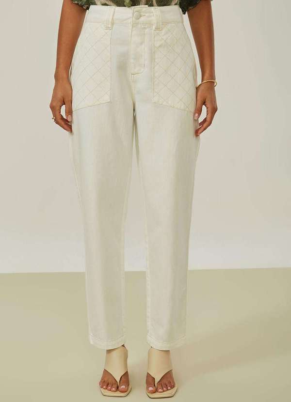 Maria.valentina - Calça Maria.Valentina Cenoura Alta Bege Bege 2