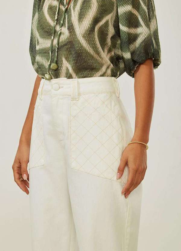 Maria.valentina - Calça Maria.Valentina Cenoura Alta Bege Bege 4