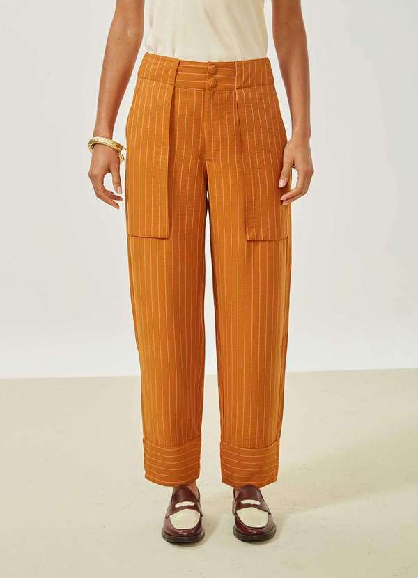 Maria.valentina - Calça Maria.Valentina Cenoura Alta Marrom Marrom 2