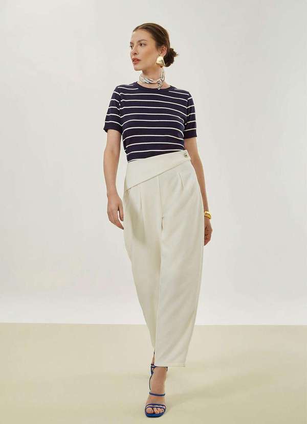 Maria.valentina - Calça Maria.Valentina Cenoura Alta Off White Branco