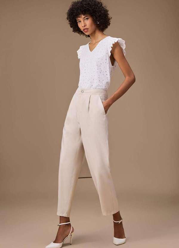 Maria.valentina - Calça Maria.Valentina Cenoura Alta Bege Bege