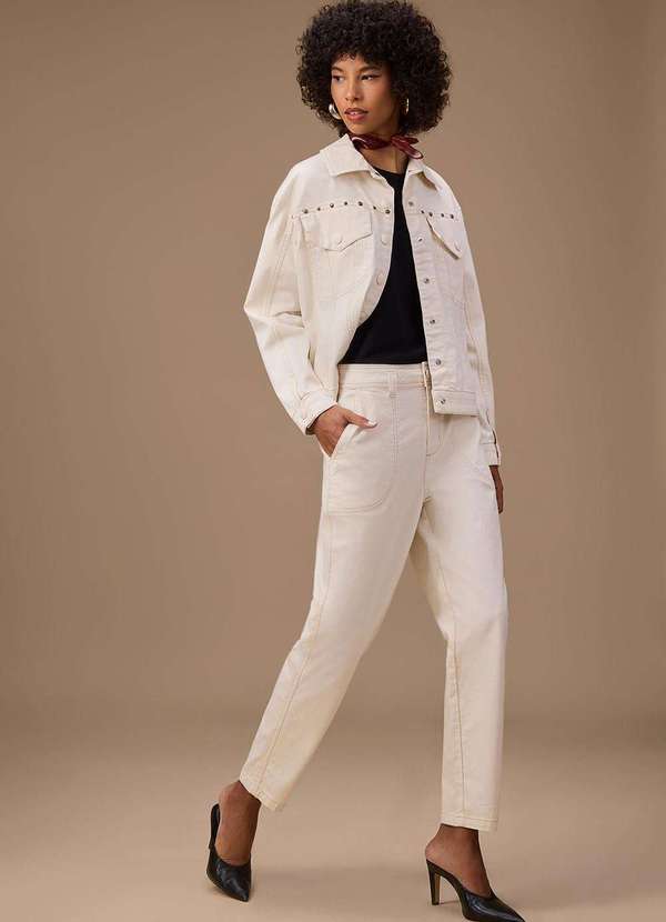 Maria.valentina - Calça Maria.Valentina Cenoura Alta Off White Branco