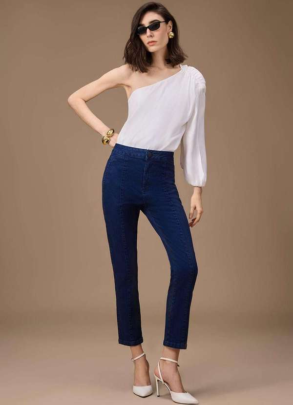 Maria.valentina - Calça Maria.Valentina Cigarrete Alta Azul Azul