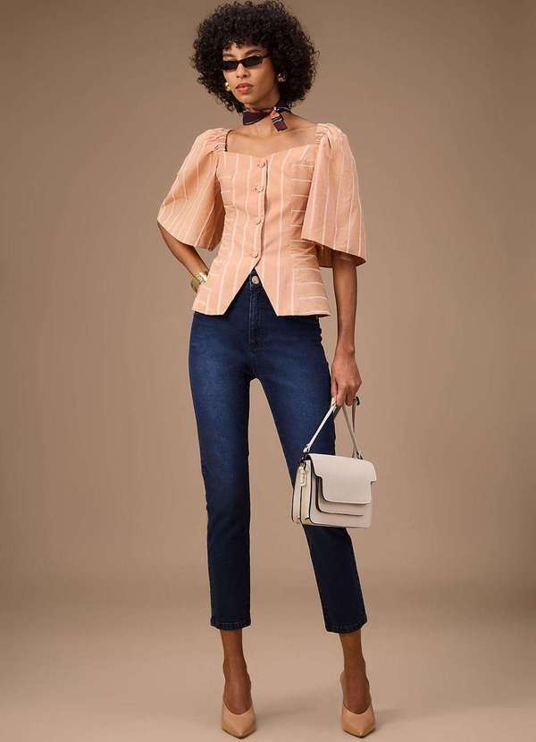 Maria.valentina - Calça Maria.Valentina Cigarrete Alta Azul Azul