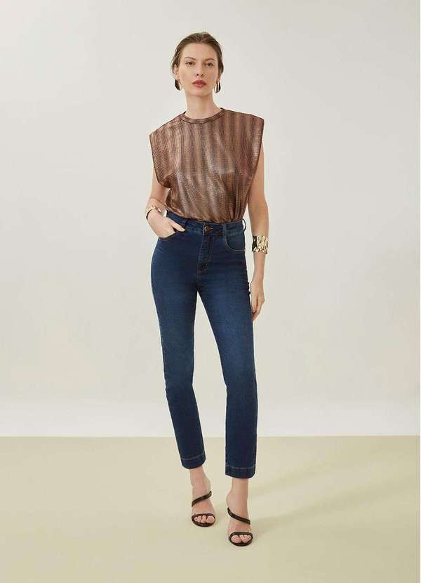 Maria.valentina - Calça Maria.Valentina Cigarrete Alta Azul Azul