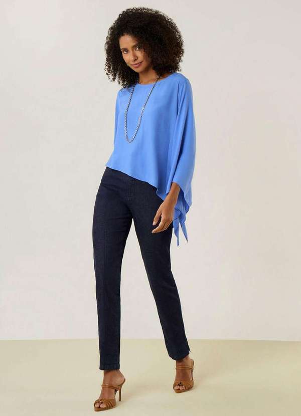 Maria.valentina - Calça Maria.Valentina Cigarrete Alta Azul Azul