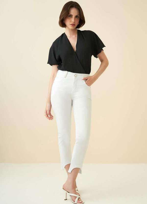 Maria.valentina - Calça Maria.Valentina Cigarrete M.Rita Cós Intermediário Básica B Branco