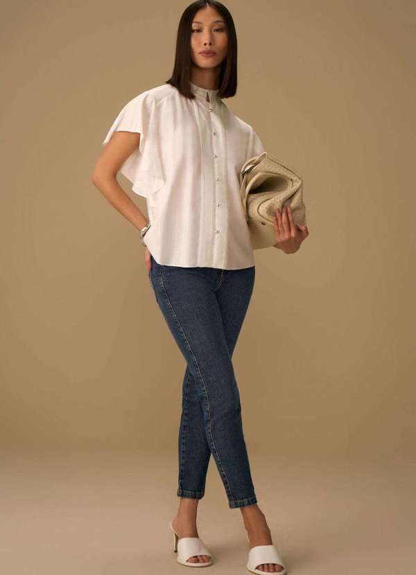 Maria.valentina - Calça Maria.Valentina Cigarrete Média Azul Azul