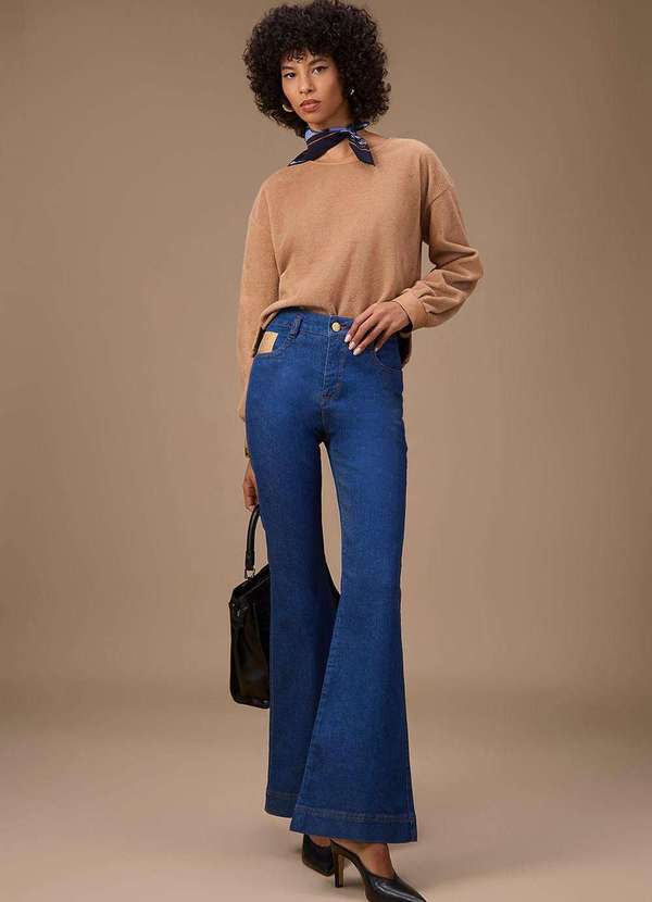 Maria.valentina - Calça Maria.Valentina Flare Média Azul Azul