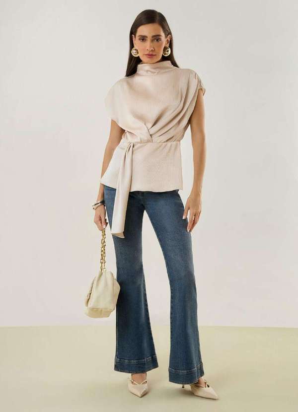 Maria.valentina - Calça Maria.Valentina Flare Média Azul Azul