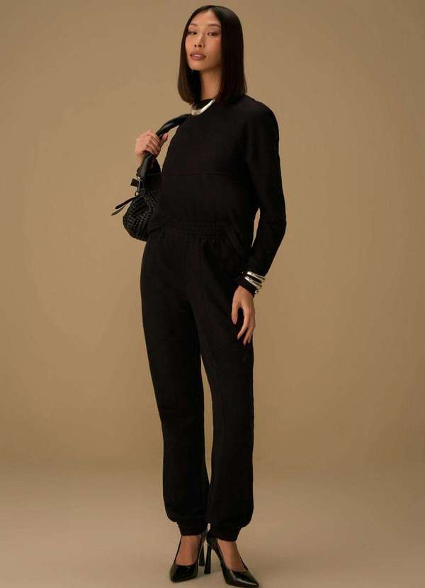 Maria.valentina - Calça Maria.Valentina Jogging Alta Preto Preto 4