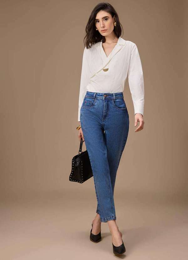 Maria.valentina - Calça Maria.Valentina Mom Alta Azul Azul