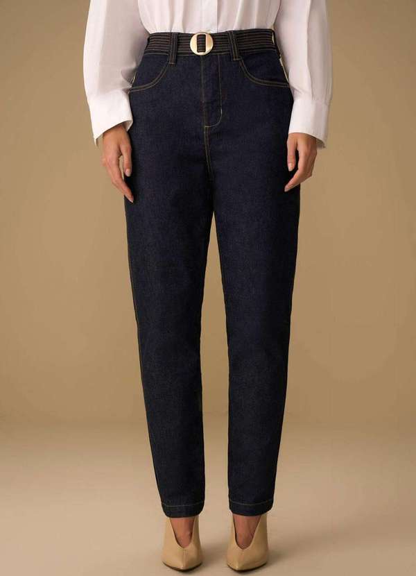 Maria.valentina - Calça Maria.Valentina Mom Alta Azul Azul 2