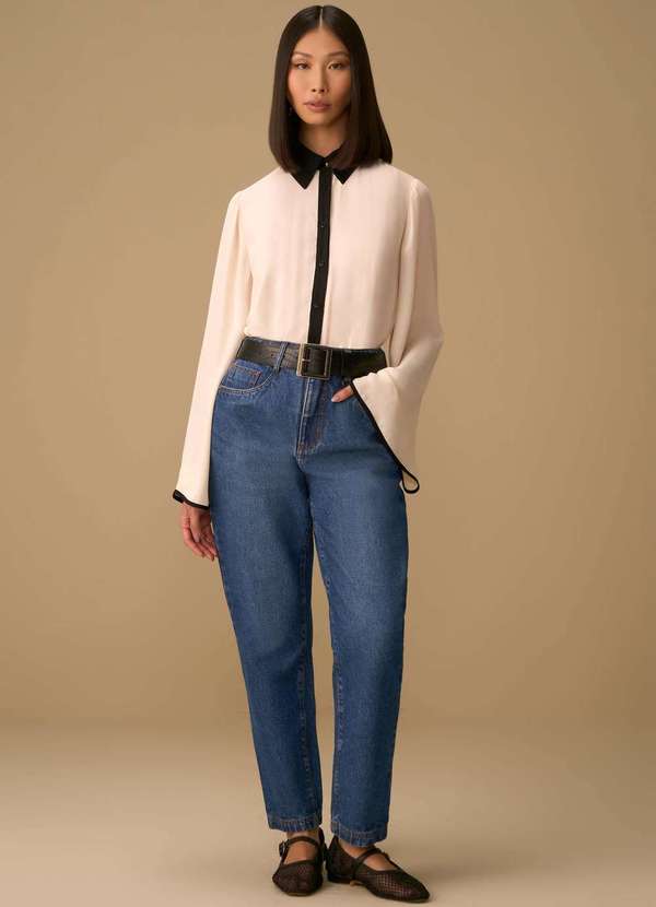 Maria.valentina - Calça Maria.Valentina Mom Alta Azul Azul