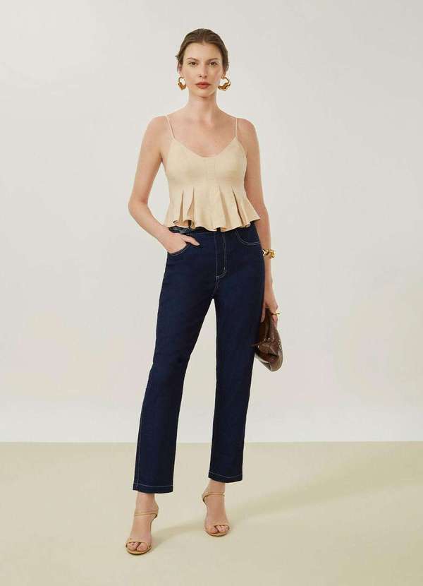 Maria.valentina - Calça Maria.Valentina Mom Alta Azul Azul