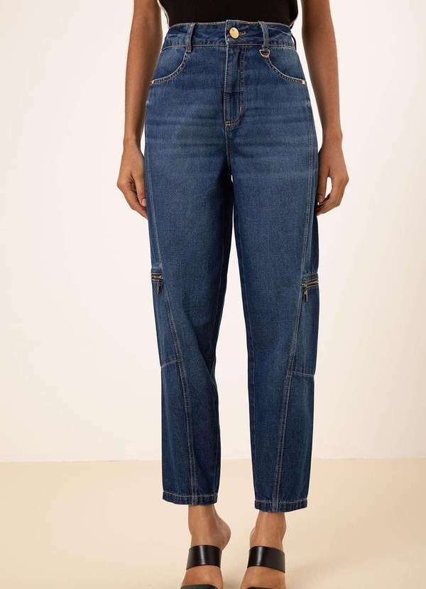 Maria.valentina - Calça Maria.Valentina Mom Alta Azul Azul