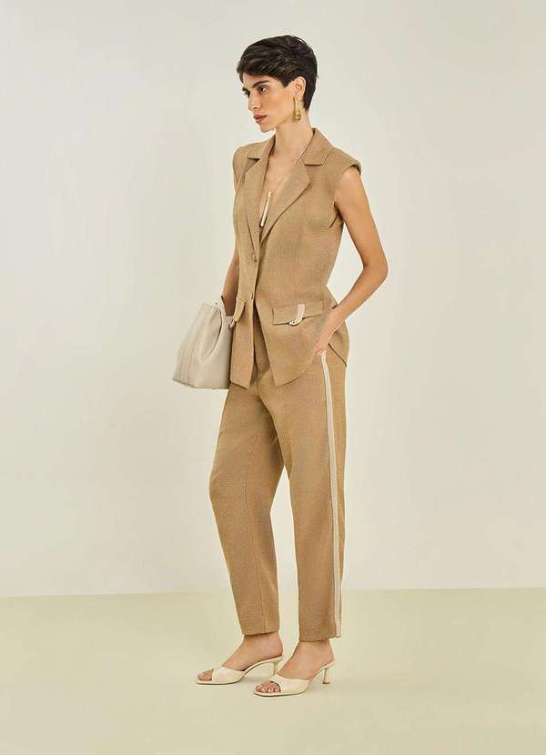 Maria.valentina - Calça Maria.Valentina Mom Alta Bege Bege 2