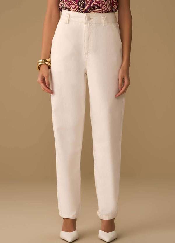 Maria.valentina - Calça Maria.Valentina Mom Alta Off White Branco 2