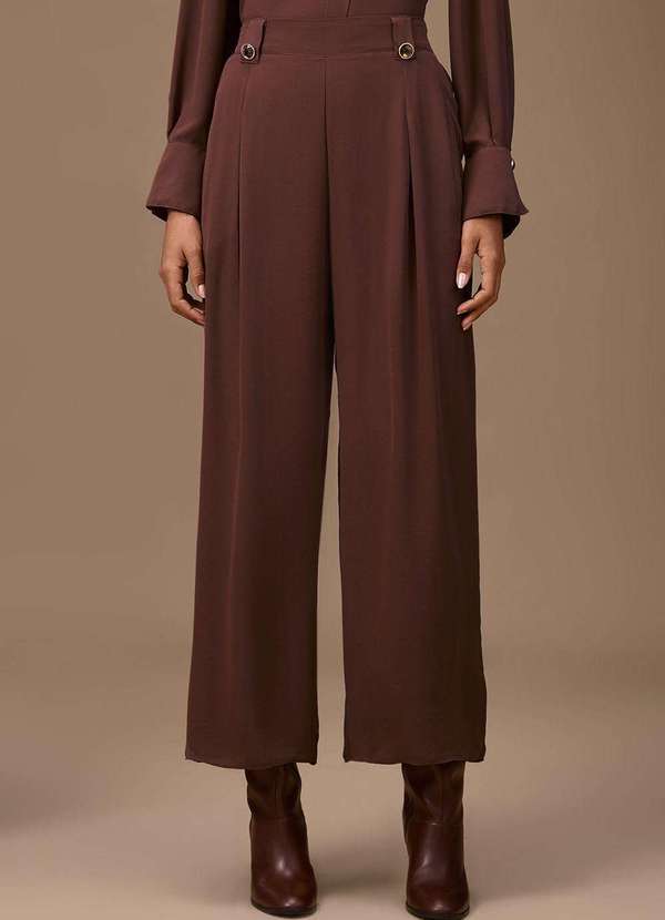 Maria.valentina - Calça Maria.Valentina Pantalona Alta Marrom Marrom 2